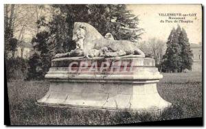 Old Postcard Villeneuve Sur Lot Monument Du Parc From & # 39Hospice Dogs Pupp...