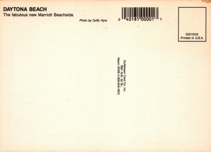 FL, Marriott Beachside, Daytona Beach, Florida Postcard