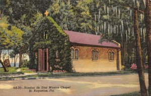 ST AUGUSTINE, Florida FL   NOMBRE DE DIOS MISSION CHAPEL  c1940's Linen Postcard