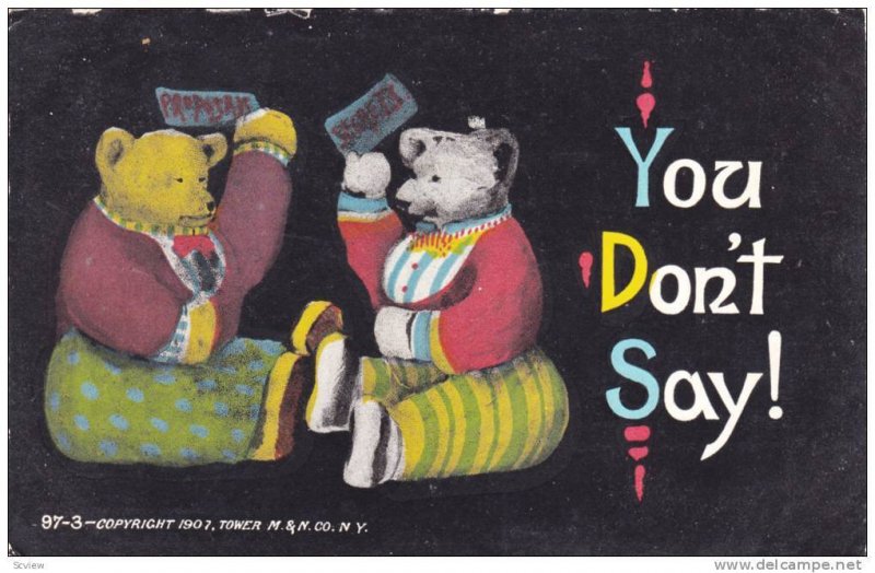 You Don't Say Two teddy bears holding up 'Proposals' and 'Secrets', PU-1907