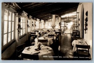 Taxco Guerrero Mexico Postcard Victoria Hotel Dining Room c1950's RPPC Photo