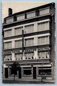 Kortrijk Belgium Postcard Hotel Du Centre Buffet Restaurant 1954 RPPC Photo