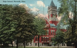 Vintage Postcard 1915 High School Building Norwalk Ohio OH