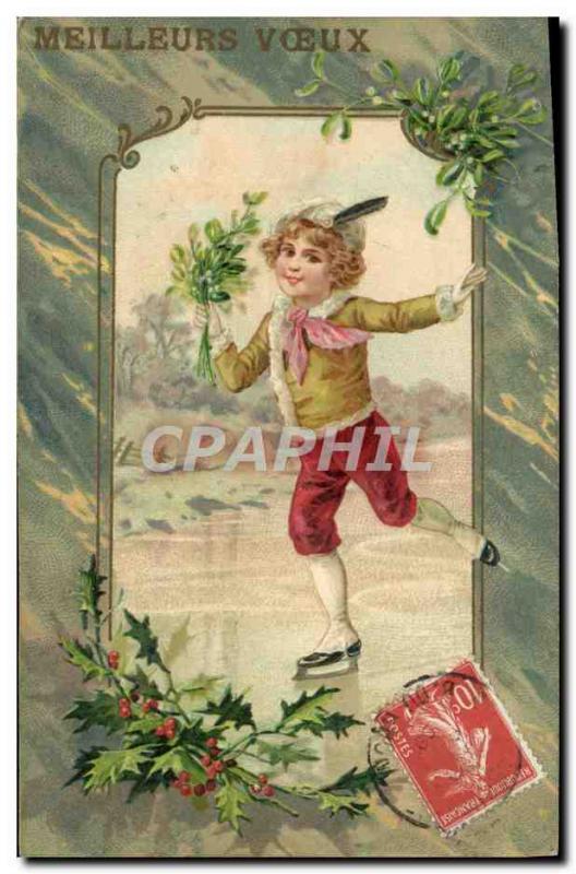 VINTAGE POSTCARD Winter sports Ice-skating Child