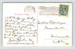 Calgary Alberta Central Methodist Church, Canada Postcard 1911