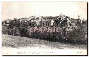 Old Postcard Fougeres General view taken from Rennes Route