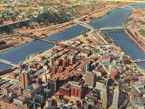 Postcard 1946 Birds Eye View of Downtown Pittsburgh    W8