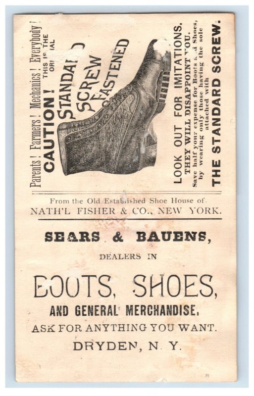 1886 Standard Screw Fastened Boots & Shoes Sears & Bauens Dealers F165