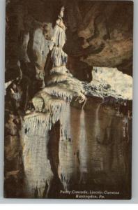 Linen Postcard-Lincoln Caverns Cascade-Huntingdon,PA