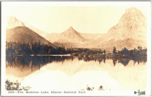 RPPC Photo by Hileman, Two Medicine Lake Glacier National Park MT Postcard O15