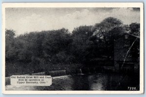 Upper Sandusky Ohio Postcard Old Indian Grist Mill Dam Aerial View 1946 Vintage