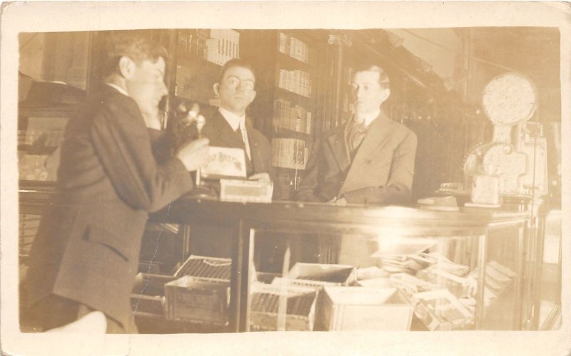 DC1/ Cigar Store  RPPC Postcard c1910 Interesting Interior Men Case Tobacco 72