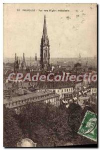 Old Postcard Mulhouse View towards the Protestant Church