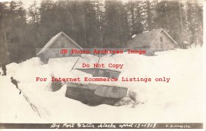 AK, Big Port Walter, Alaska, RPPC, Ship Admirl of Wrangell Snowed in Dock