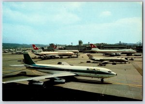 Aviation Postcard Swissair & El AL Airplanes at Zurich Airport CA22