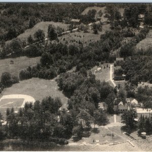 c1910s Spafford, Chesterfield, NH Lake Camp Marquette Birds Eye Postcard A115