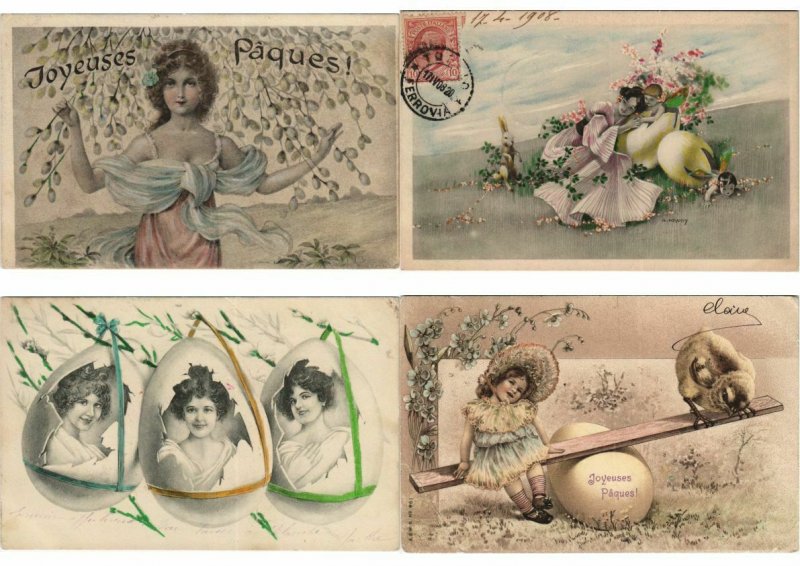 EASTER LOT OF EMBOSSED, ARTIST SIGNED 400 CPA Pre-1930 w. BETTER, PART 4.(L3115)