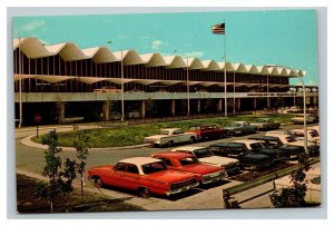 Vintage 1960's Postcard Minneapolis St. Paul International Airport Old Cars