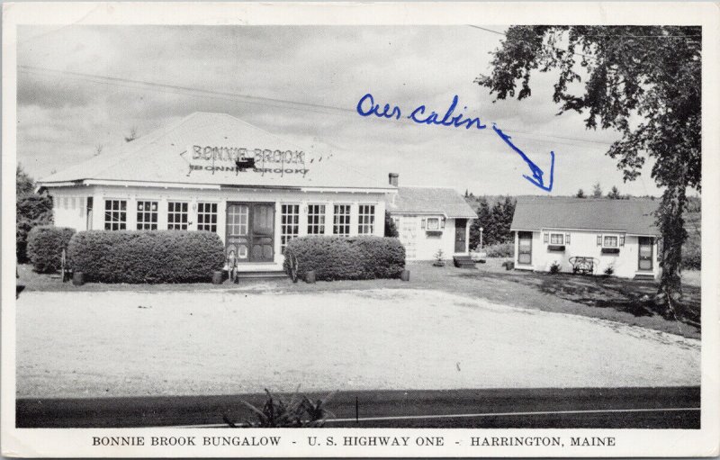 Bonnie Brook Bungalow Harrington Maine ME US Highway 1 c1955 Litho Postcard H15