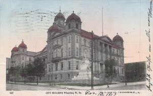 WHEELING WEST VIRGINIA WV~CITY BUILDING-SOLDIERS & SAILORS STATUE-1903 POSTCARD