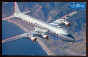 h1461 - AMERICAN AIRLINES Postcard 1960s DC-7 Flagship Airplane