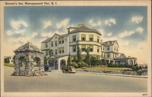 Narragansett Pier RI Rhode Island Greene's Inn c1930-50s Vintage Postcard