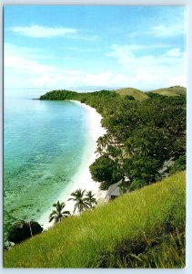 2 Postcards MANA ISLAND, FIJI ~ Beach Scene LAGOON Aerial View  4x6