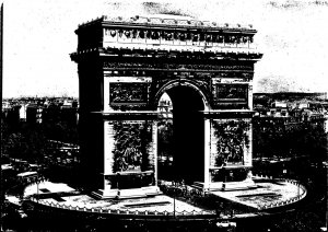 CONTINENTAL SIZE POSTCARD ARC DE TRIOMPHE STREET SCENE PARIS c. 1955 REAL PHOTO