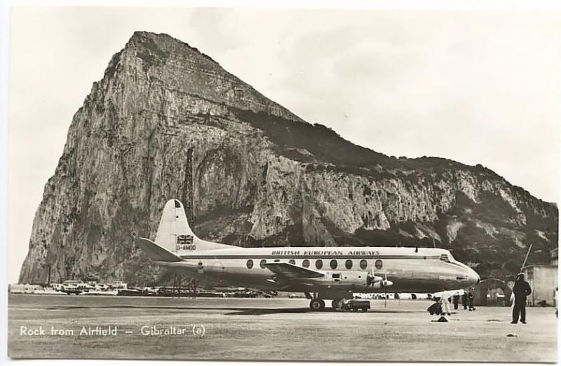 British European Airways The Rock Gilbralar RPPC Real Photo Postcard