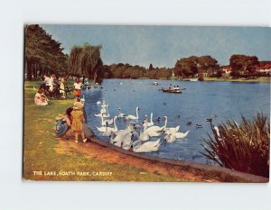 Postcard The Lake, Roath Park, Cardiff, Wales