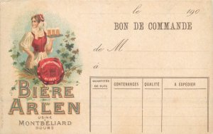 Bier Arlen Montbéliard factory advertising purchase order chromo postcard 1900