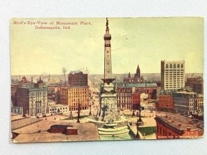 Indianapolis ID-Indiana, 1911 Bird's-Eye-View Monument Place, Vintage Postcard