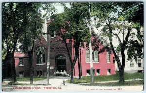 WOODSTOCK, Illinois  Il  ~ CONGREGATIONAL CHURCH  1910 McHenry County Postcard