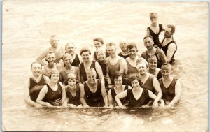 1921 Bathers Anonymous People Beach Scene RPPC Real Photo Postcard
