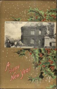 New York City Barge Office c1910 New Year Greeting Postcard