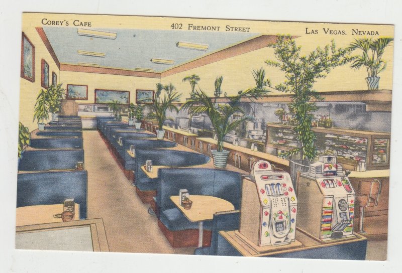 P3092 vintage Postcard coreys cafe fremont street las vegas nevada, nice