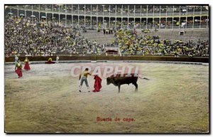 Postcard Old Bulls Bullfight Suerte Race Capa