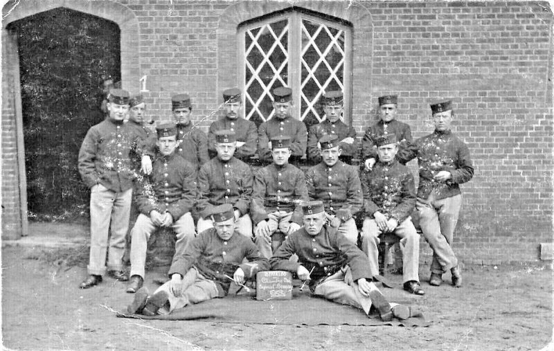 Beverloo Belgium Soldiers Building Note Their Expressions Real Photo Postcard