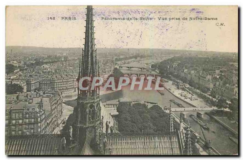 Old Postcard Paris Panorama of the Seine View from Notre Dame
