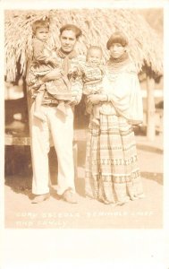 Seminole Indians Cory Osceola Seminole Chief and Family Real Photo PC AA14754