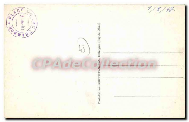 Old Postcard Auvergne Lac Chambon