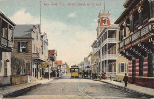 Key West Florida Duval Street North End Trolley Vintage Postcard AA387