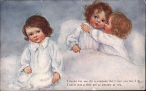 Sweet Little Curly Haired Children Cute Kids Poetry Verse c1910 Postcard