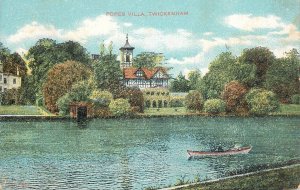 UK England sail & navigation themed postcard Twickenham Popes Villa rowboat