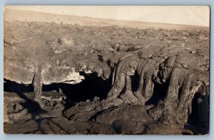 Hawaii HI Postcard RPPC Photo View Of Lava Flow c1910's Posted Antique