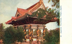 Vintage Postcard 1910's Japanese Tea-House Large Pavillion Tokyo Japan JPN