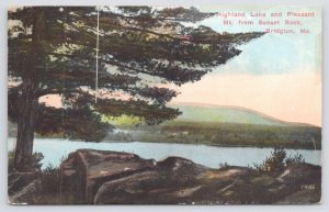 Bridgeton ME~Highland Lake & Pleasant Mt From Sunset Rock~Vintage Postcard