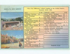 Linen CHECKLIST WITH TWO VIEWS ON ONE POSTCARD Santa Fe New Mexico NM E9401