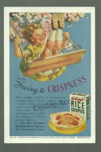 Battle Creek MICHIGAN c1930 ADVERTISING Ink Blotter KELLOGG'S RICE KRISPIES