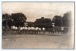 1921 Soccer Field Football Goal Military Koblenz Germany RPPC Photo Postcard